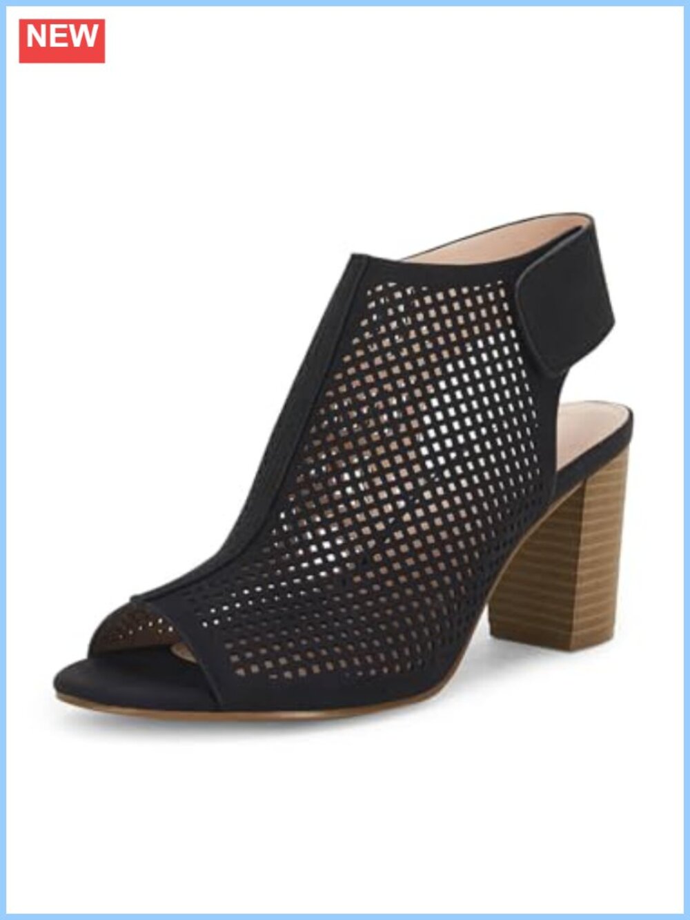 Open Toe Cutout Ankle Strap Chunky Block Heel Sandals